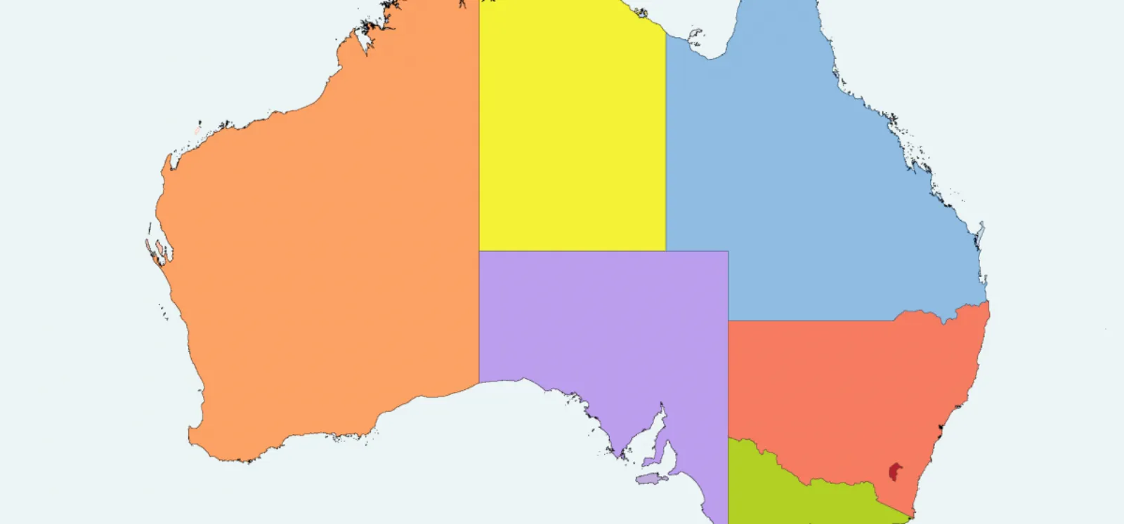 Map of Australian states and territories