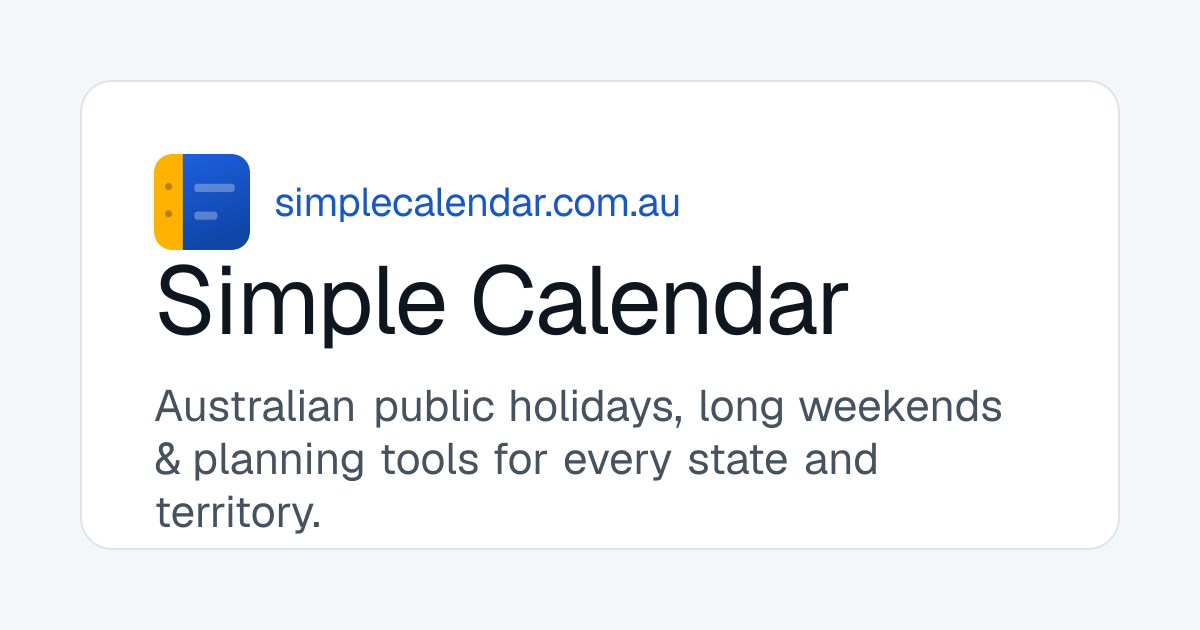Simple Calendar — Australian Public Holidays & Planning Tools
